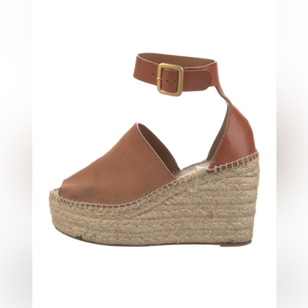 Chloé Suede Espadrille Wedge Sandals, Brown, Size 10 (Fits More Like 9.5)